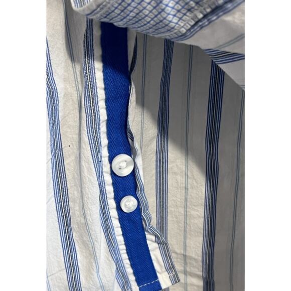 Wrangler George Strait Flip Cuff Blue Stripe Button Down Long Sleeve Shirt XL - Picture 5 of 7